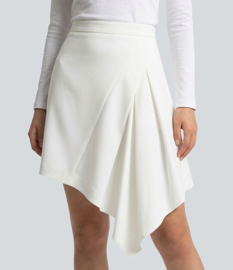 SoftlyZero™ Airy Mid Rise 2-in-1 Asymmetric Hem Cool Touch Mini Work Skirt with Pocket-UPF50+