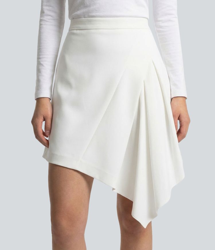 SoftlyZero™ Airy Mid Rise 2-in-1 Asymmetric Hem Cool Touch Mini Work Skirt with Pocket-UPF50+