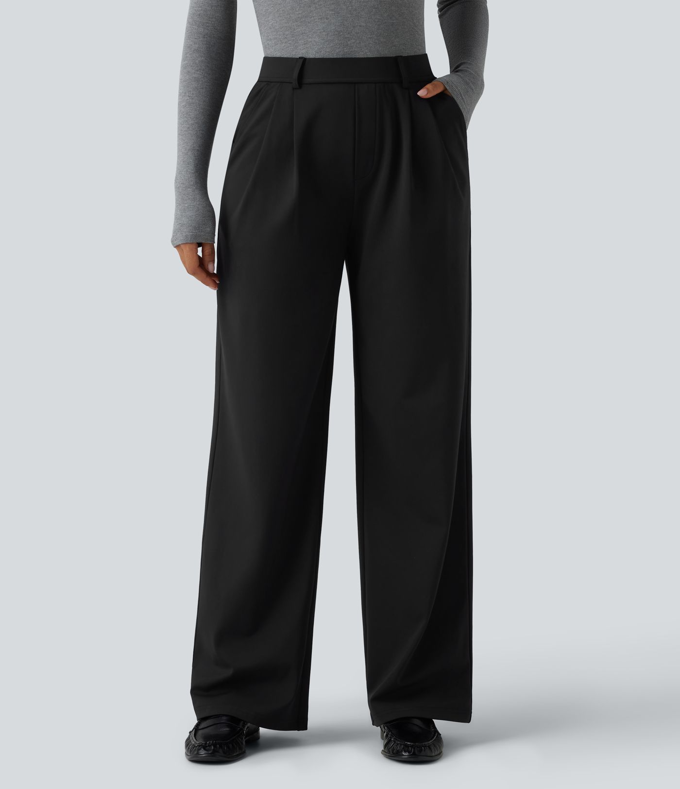 Halara Flex™ DayStretch High Waisted Pleated Work Straight Leg Pants with Pockets