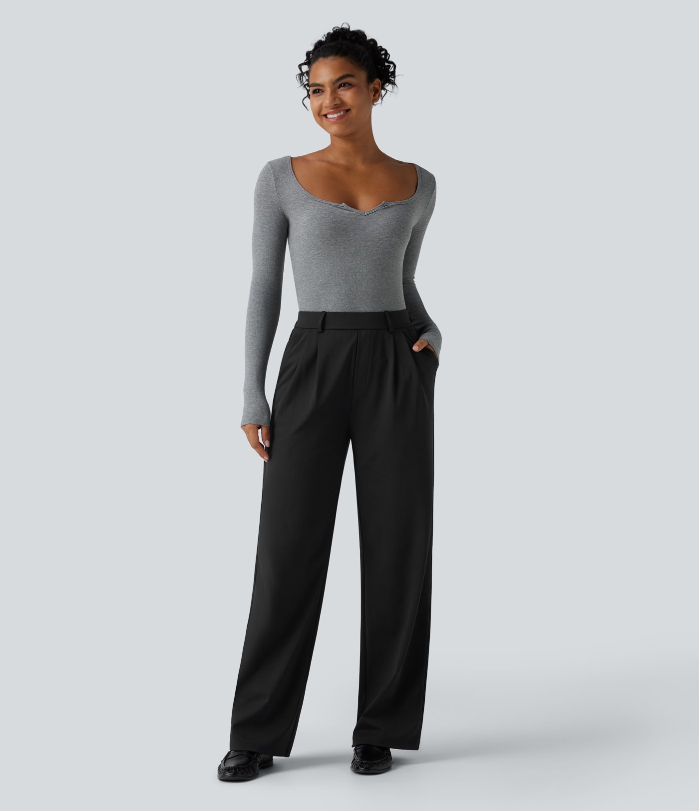 Halara Flex™ DayStretch High Waisted Pleated Work Straight Leg Pants with Pockets