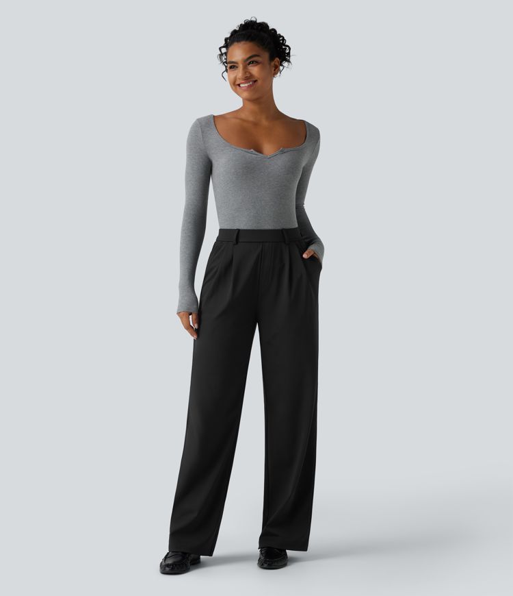Halara Flex™ DayStretch High Waisted Pleated Work Straight Leg Pants with Pockets