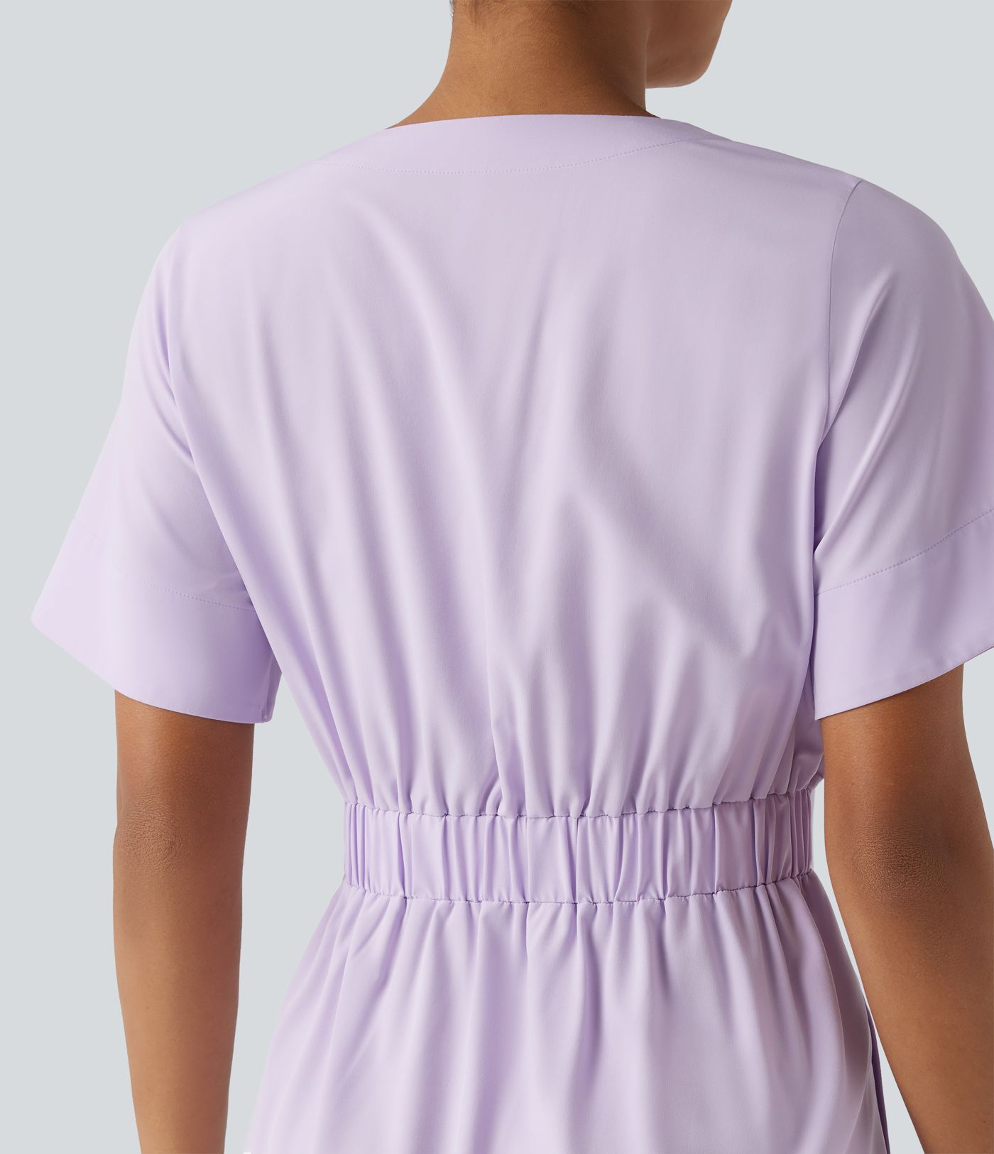 Breezeful™ V Neck Half Sleeve Quick Dry Mini Casual Dress with Pockets