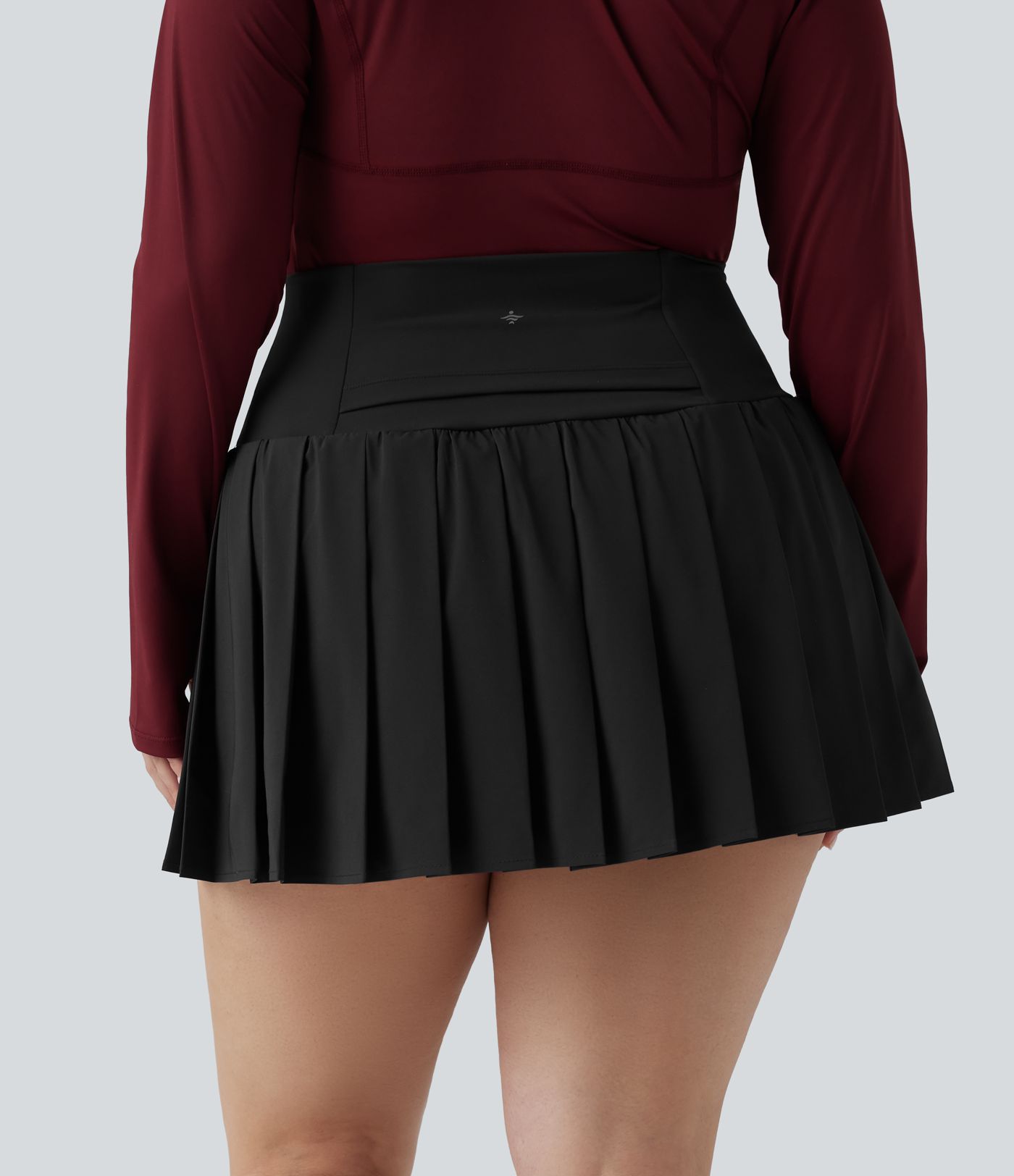 Plus Size Breezeful™ High Waisted Pleated 2-in-1 Asymmetric Hem Quick Dry Mini Yoga Skirt with Pockets