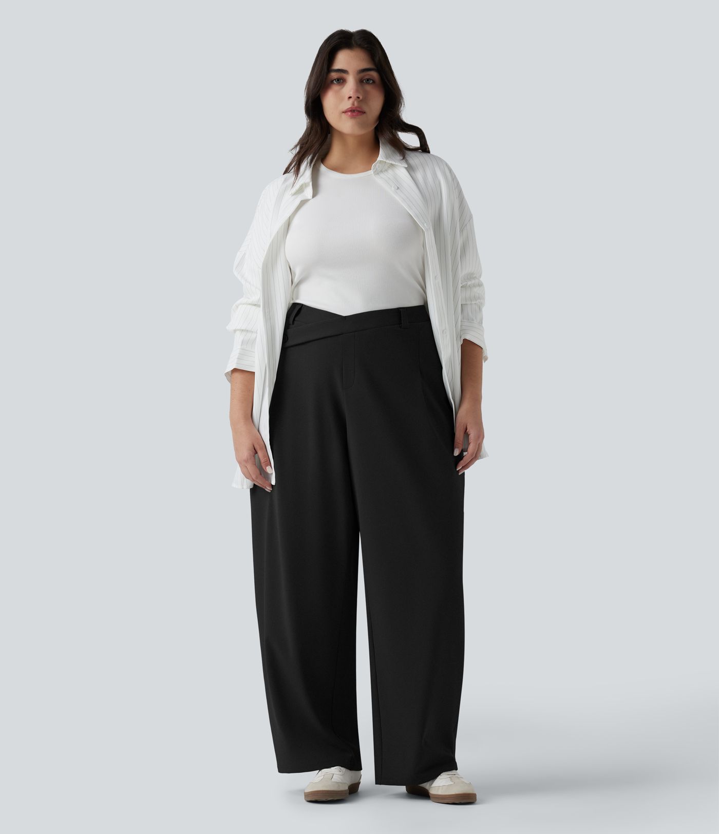 Plus Size Halara Flex™ DayStretch Asymmetric High Waisted Tapered Work Pants with Pockets