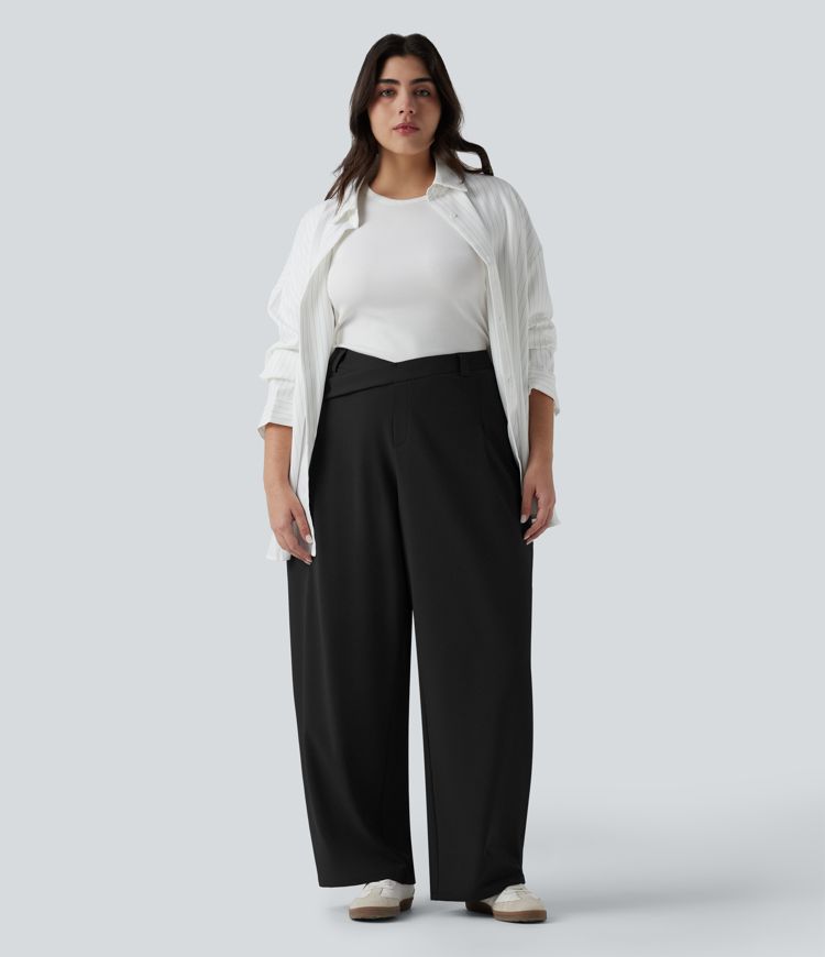 Plus Size Halara Flex™ DayStretch Asymmetric High Waisted Tapered Work Pants with Pockets