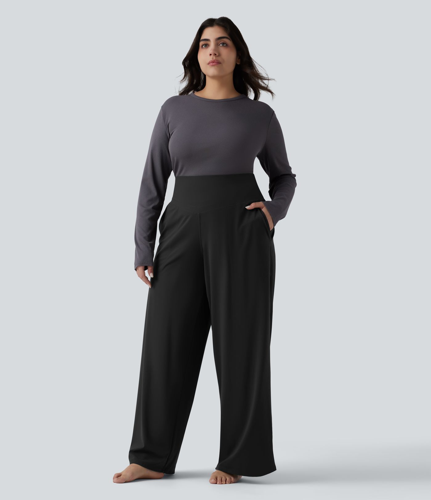 Halara UltraSculpt™ High Waisted Tummy Control Straight Leg Yoga Plus Size Pants with Pockets