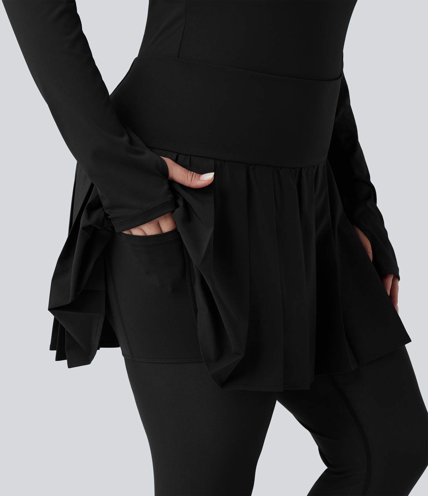 Breezeful™ - Plissierte 2-in-1 Leggings mit hohem Bund, Bundtasche und Kontrast-Mesh - Plus-Size, schnelltrocknend , schnelltrocknend