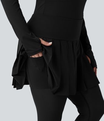 Breezeful™ - Plissierte 2-in-1 Leggings mit hohem Bund, Bundtasche und Kontrast-Mesh - Plus-Size, schnelltrocknend , schnelltrocknend