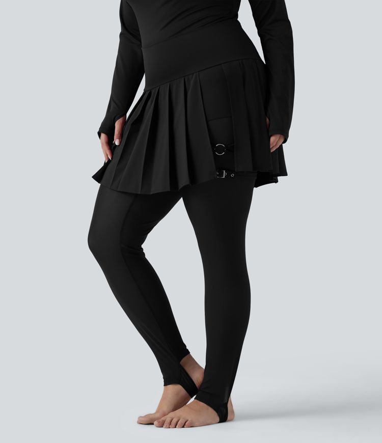 Breezeful™ - Plissierte 2-in-1 Leggings mit hohem Bund, Bundtasche und Kontrast-Mesh - Plus-Size, schnelltrocknend , schnelltrocknend