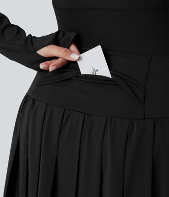 Breezeful™ - Plissierte 2-in-1 Leggings mit hohem Bund, Bundtasche und Kontrast-Mesh - Plus-Size, schnelltrocknend , schnelltrocknend