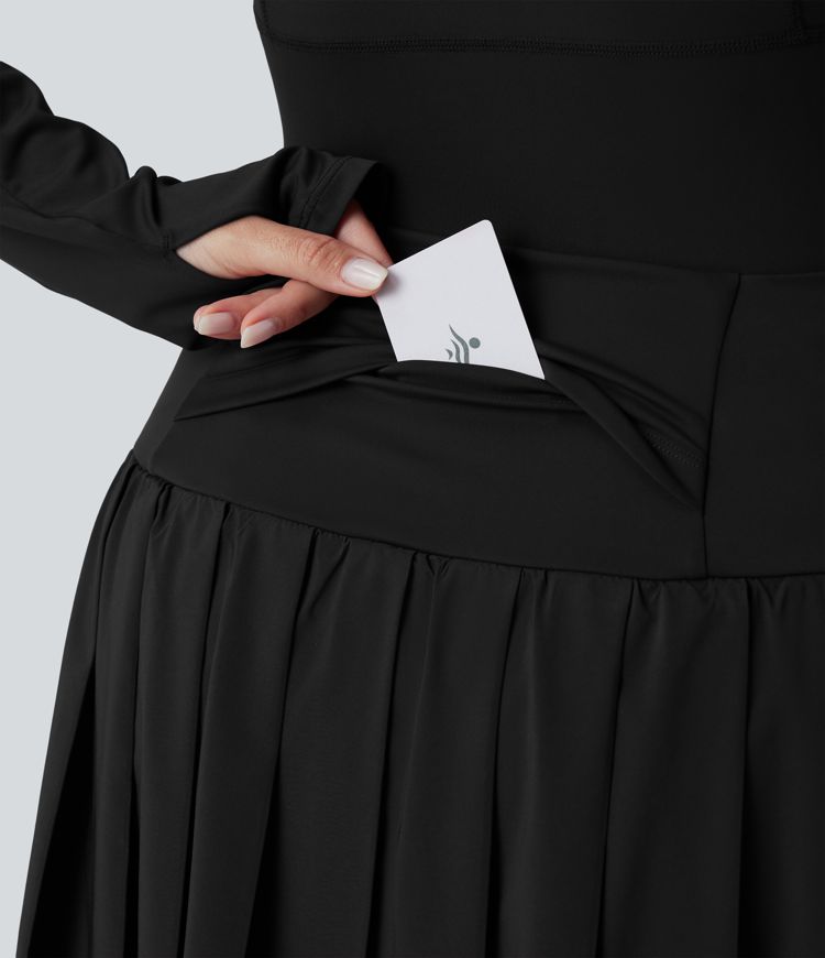 Breezeful™ - Plissierte 2-in-1 Leggings mit hohem Bund, Bundtasche und Kontrast-Mesh - Plus-Size, schnelltrocknend , schnelltrocknend