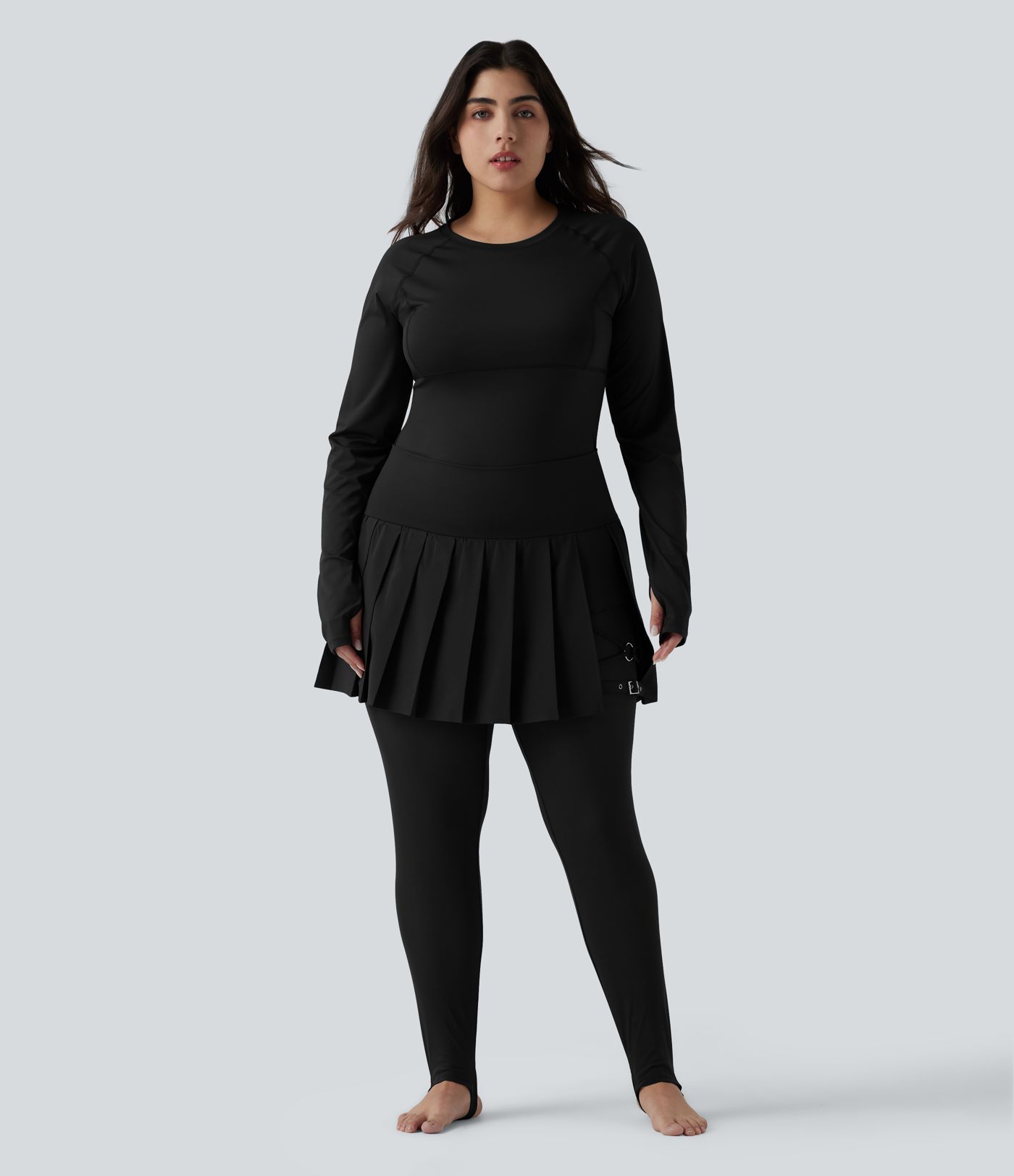 Breezeful™ - Plissierte 2-in-1 Leggings mit hohem Bund, Bundtasche und Kontrast-Mesh - Plus-Size, schnelltrocknend , schnelltrocknend