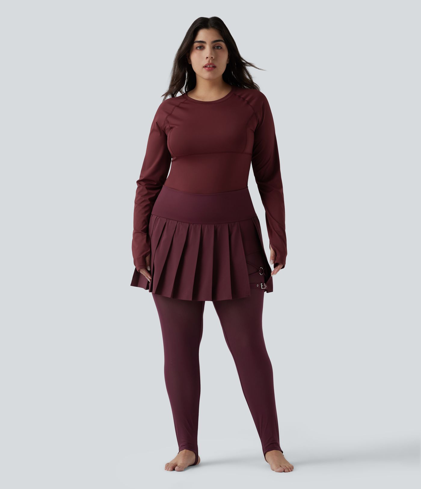 Breezeful™ - Plissierte 2-in-1 Leggings mit hohem Bund, Bundtasche und Kontrast-Mesh - Plus-Size, schnelltrocknend , schnelltrocknend