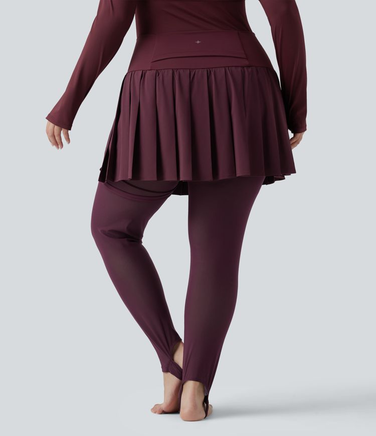 Breezeful™ - Plissierte 2-in-1 Leggings mit hohem Bund, Bundtasche und Kontrast-Mesh - Plus-Size, schnelltrocknend , schnelltrocknend