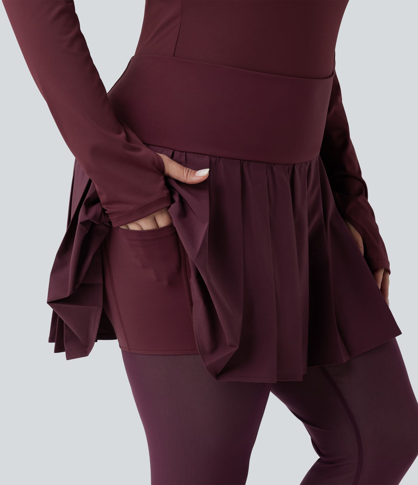 Breezeful™ - Plissierte 2-in-1 Leggings mit hohem Bund, Bundtasche und Kontrast-Mesh - Plus-Size, schnelltrocknend , schnelltrocknend