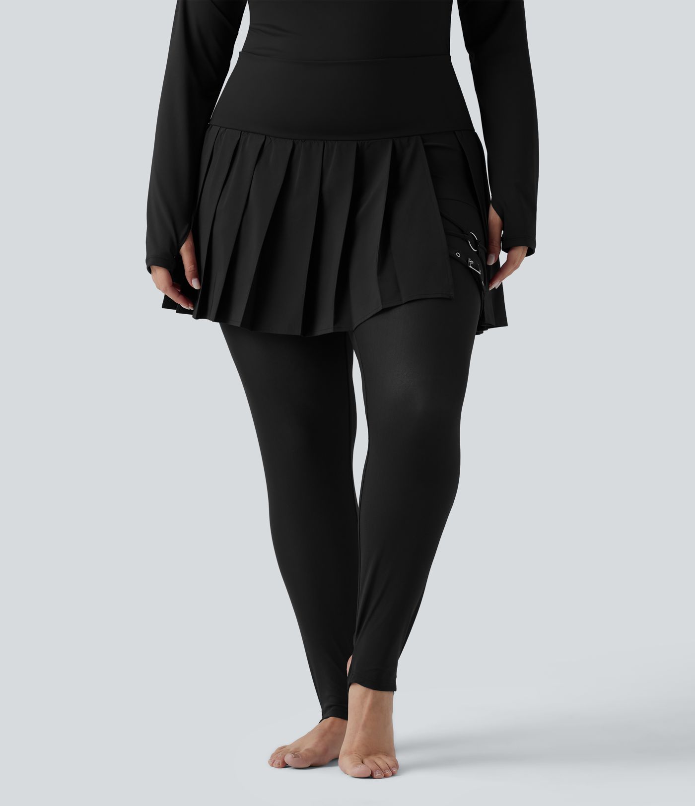 Breezeful™ - Plissierte 2-in-1 Leggings mit hohem Bund, Bundtasche und Kontrast-Mesh - Plus-Size, schnelltrocknend , schnelltrocknend