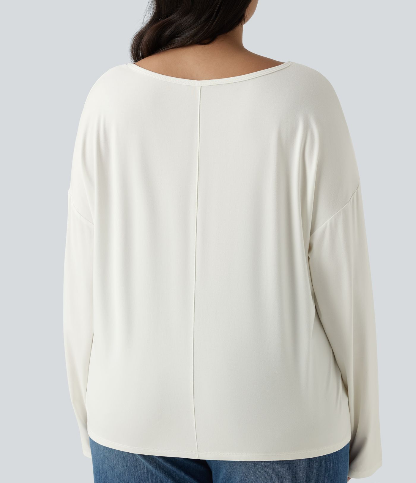 Plus Size V Neck Long Sleeve Casual Top
