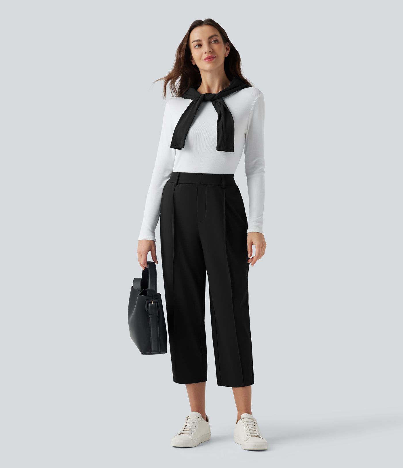 Halara Flex™ DayStretch High Waisted Cropped Work Tapered Pants with Pockets