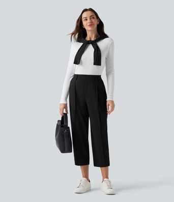 Halara Flex™ DayStretch High Waisted Cropped Work Tapered Pants with Pockets