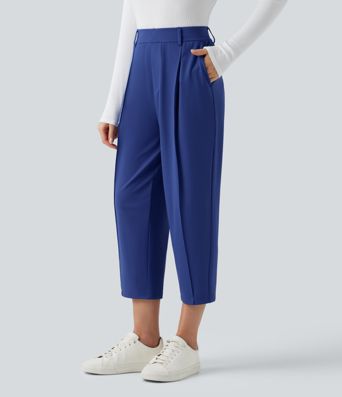 Halara Flex™ DayStretch High Waisted Cropped Work Tapered Trousers with Pockets