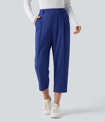 Halara Flex™ DayStretch High Waisted Cropped Work Tapered Trousers with Pockets