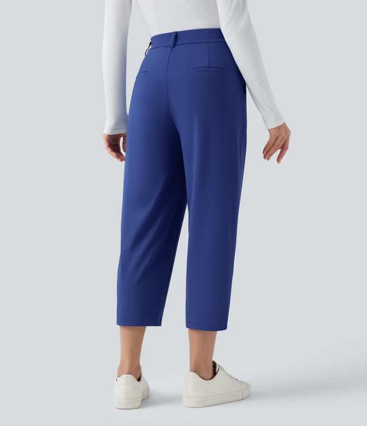 Halara Flex™ DayStretch High Waisted Cropped Work Tapered Trousers with Pockets
