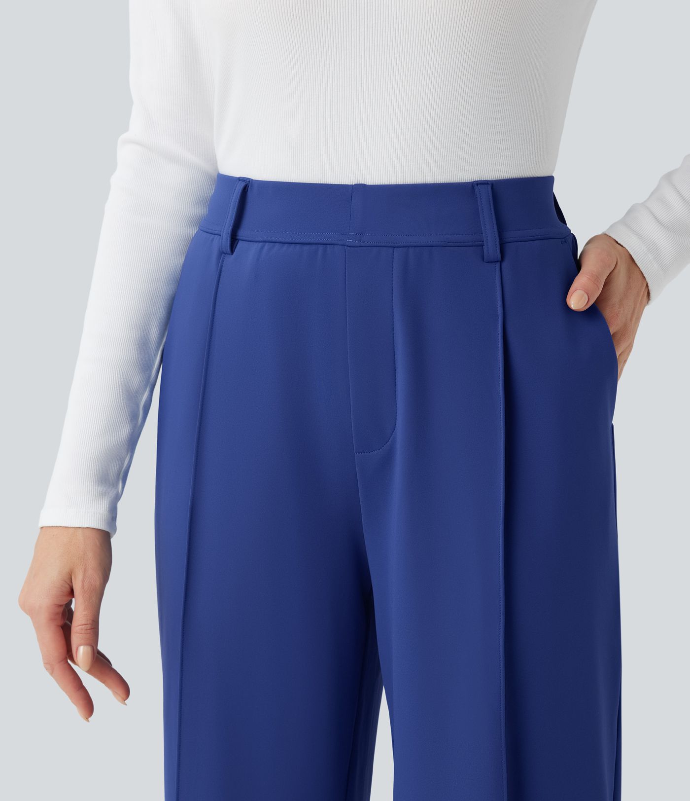 Halara Flex™ DayStretch High Waisted Cropped Work Tapered Trousers with Pockets