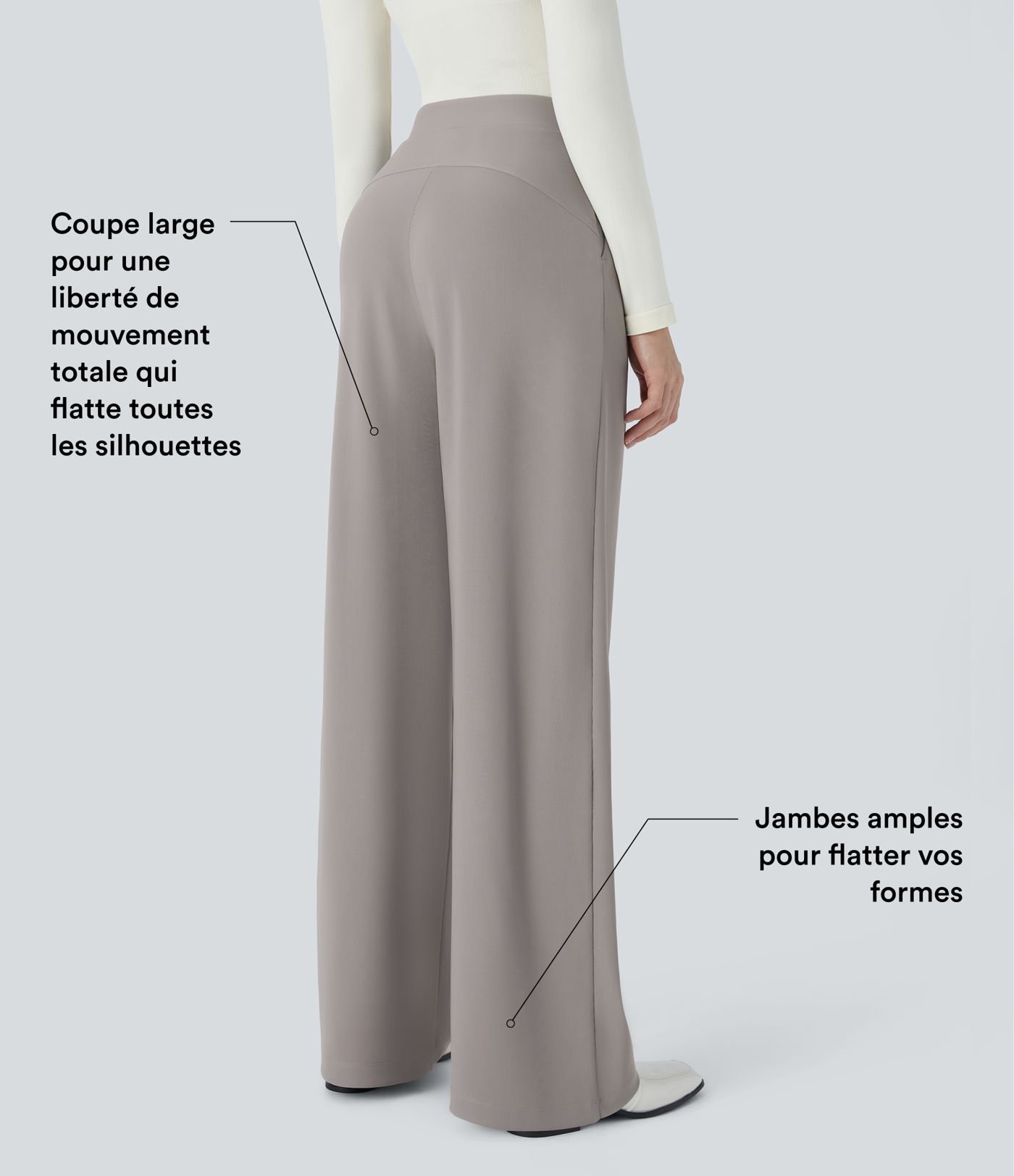 Halara Flex™ Pantalon Tailleur Évasé à Taille Haute Sculptant la Silhouette avec Poches Latérales Micro Waffle