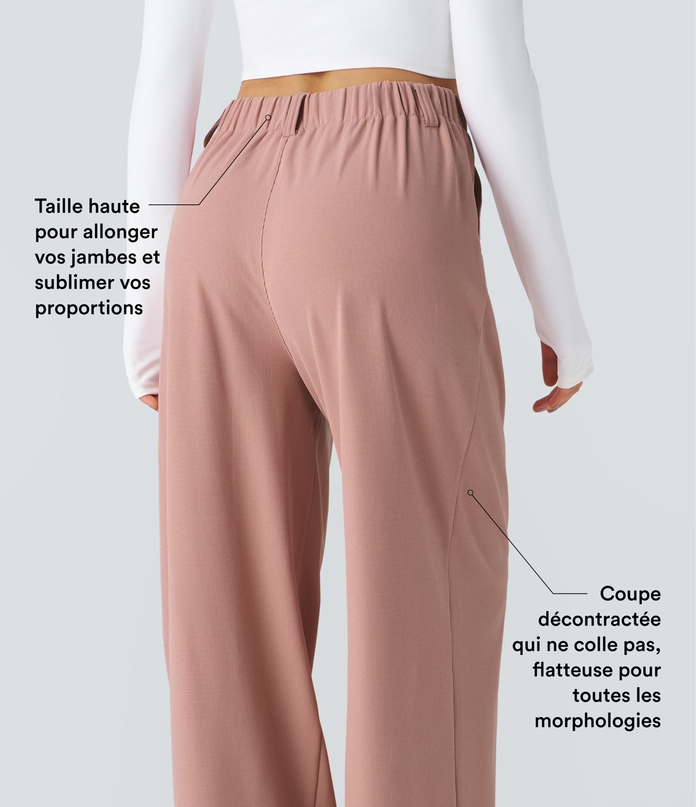 Halara Flex™ Pantalon Tailleur Large Fluide Gaufré Taille Haute Poches Latérales