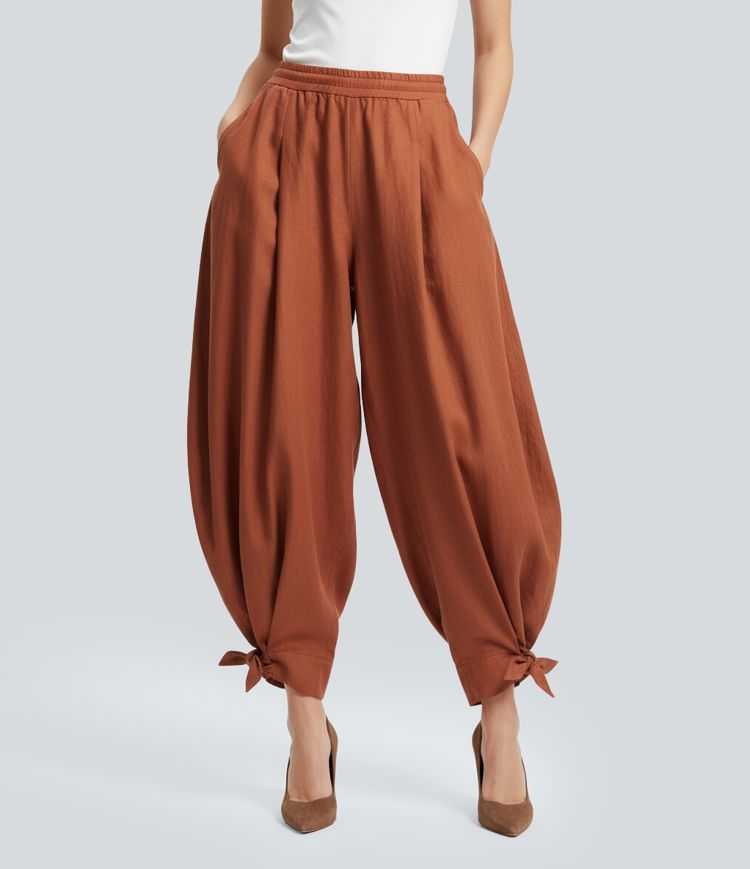 High Waisted Casual Balloon Joggers with Pockets