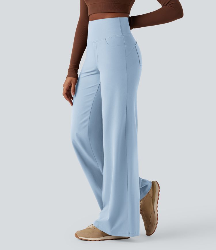 DayStretch High Waisted Tummy Control Wide Leg Yoga Pants with Pockets