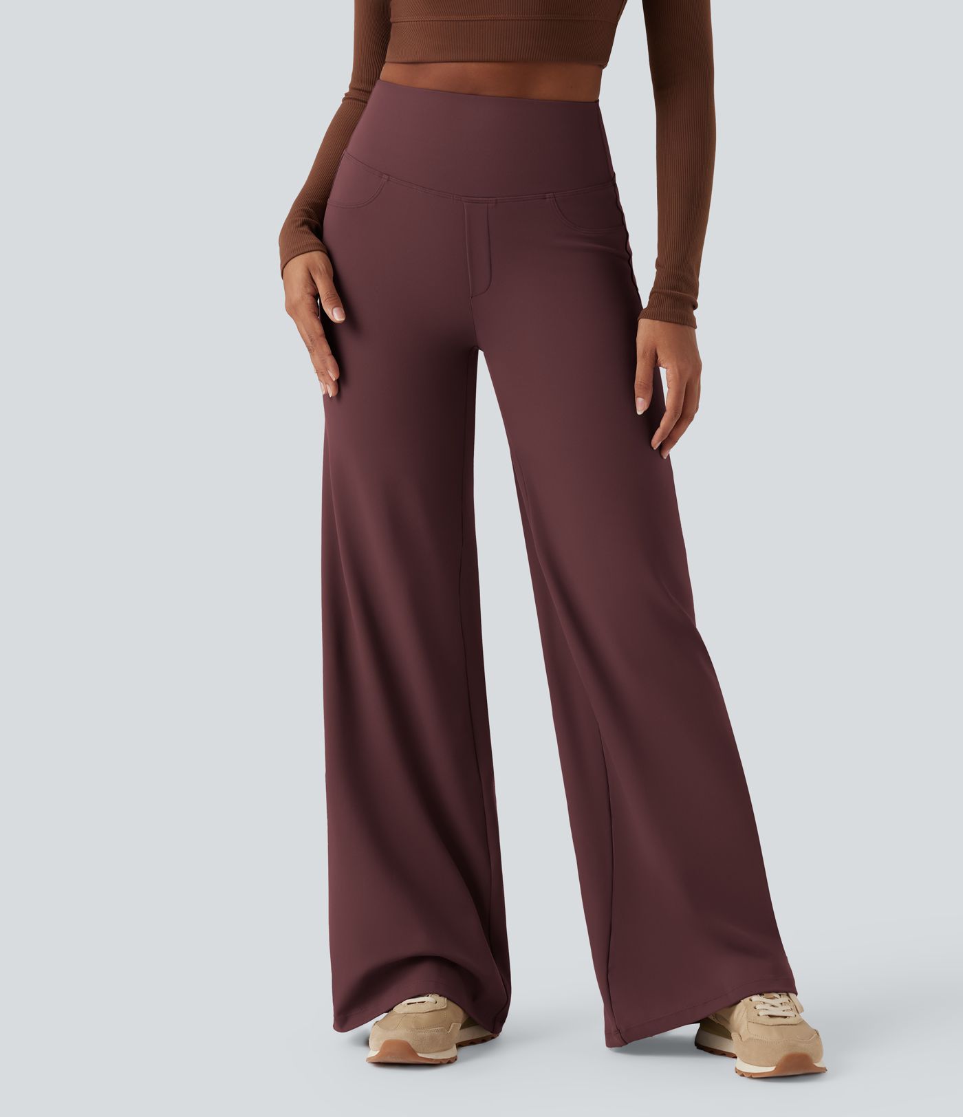 DayStretch High Waisted Tummy Control Wide Leg Yoga Trousers with Pockets