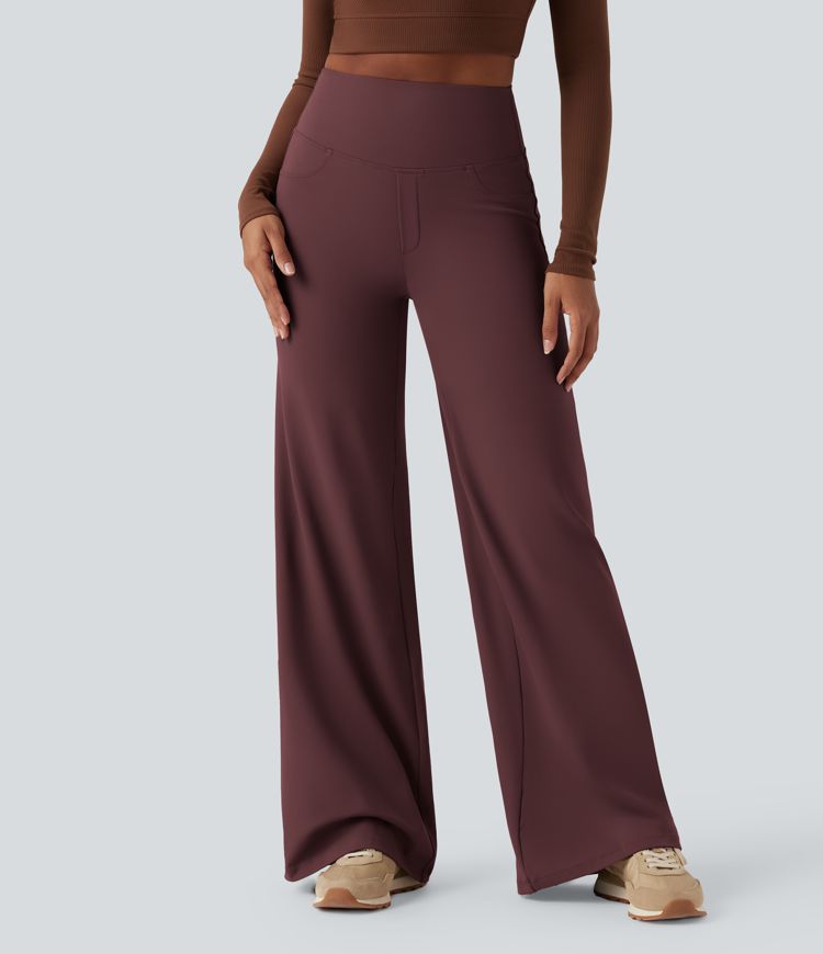 DayStretch High Waisted Tummy Control Wide Leg Yoga Trousers with Pockets