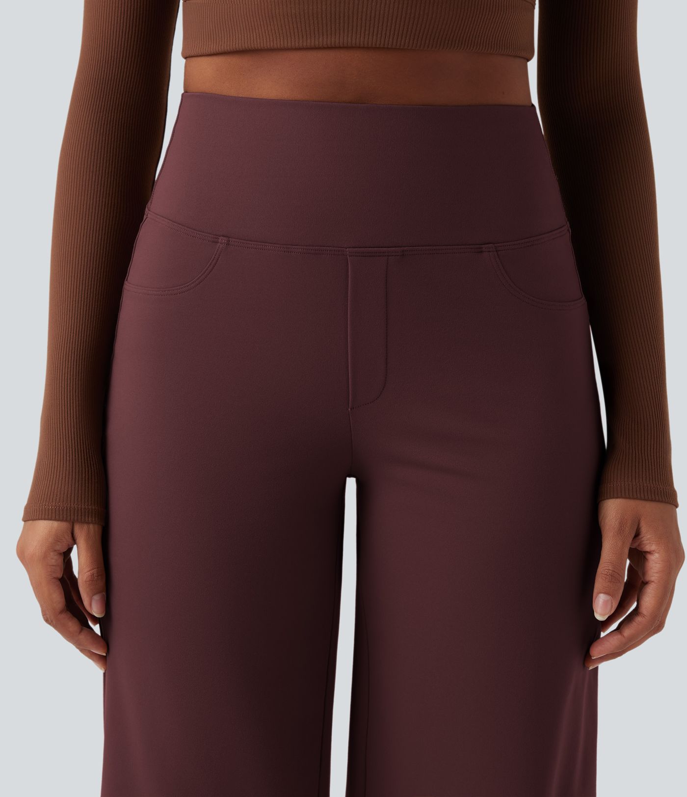 DayStretch High Waisted Tummy Control Wide Leg Yoga Trousers with Pockets