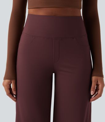 DayStretch High Waisted Tummy Control Wide Leg Yoga Trousers with Pockets