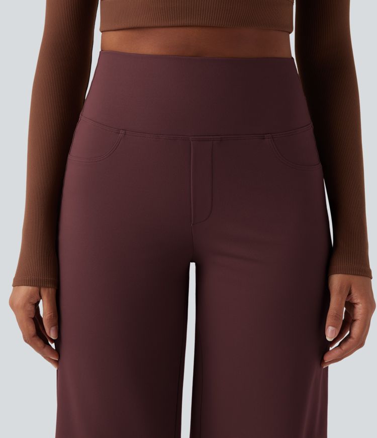 DayStretch High Waisted Tummy Control Wide Leg Yoga Trousers with Pockets