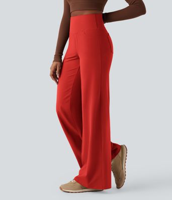 DayStretch High Waisted Tummy Control Wide Leg Yoga Trousers with Pockets