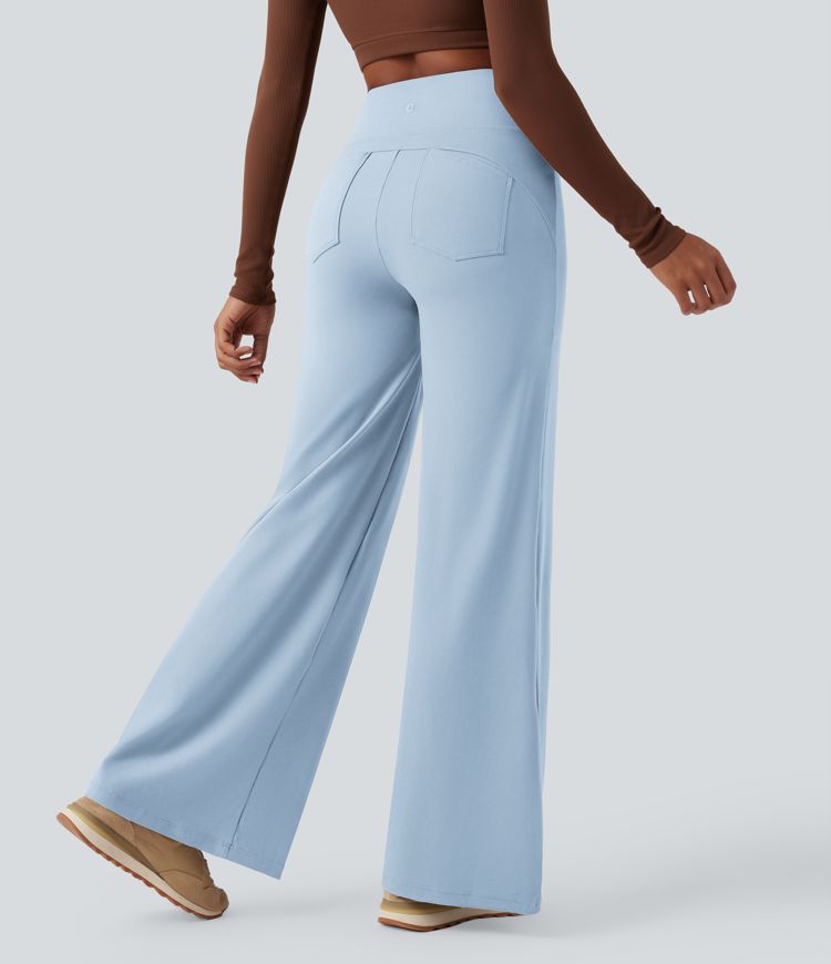 DayStretch High Waisted Tummy Control Wide Leg Yoga Pants with Pockets