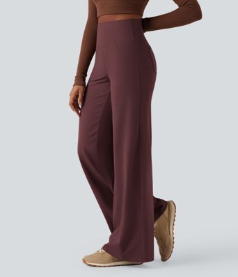 DayStretch High Waisted Tummy Control Wide Leg Yoga Trousers with Pockets