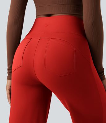 DayStretch High Waisted Tummy Control Wide Leg Yoga Trousers with Pockets