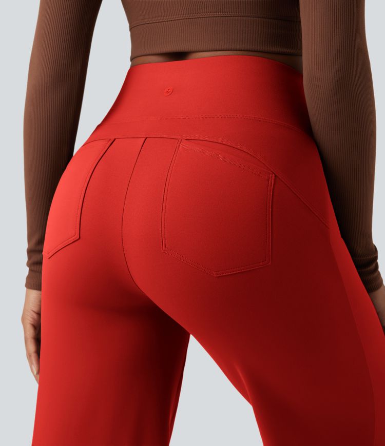 DayStretch High Waisted Tummy Control Wide Leg Yoga Trousers with Pockets