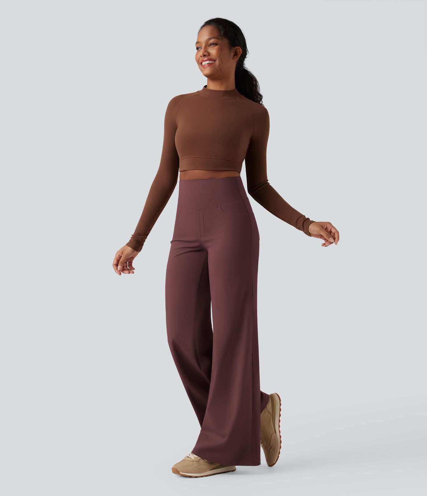 DayStretch High Waisted Tummy Control Wide Leg Yoga Trousers with Pockets