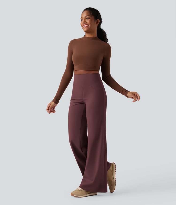 DayStretch High Waisted Tummy Control Wide Leg Yoga Trousers with Pockets