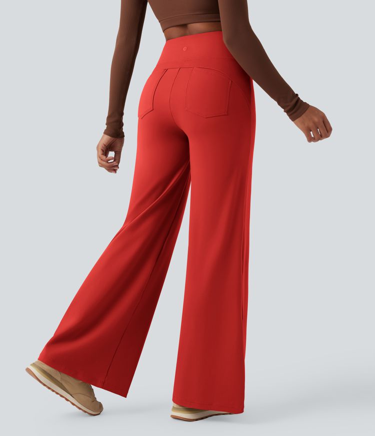DayStretch High Waisted Tummy Control Wide Leg Yoga Trousers with Pockets