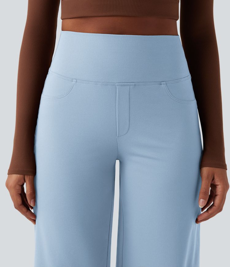 DayStretch High Waisted Tummy Control Wide Leg Yoga Pants with Pockets