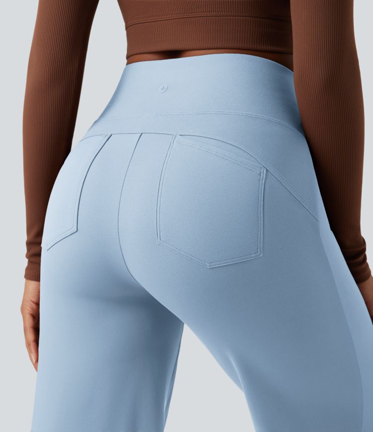 DayStretch High Waisted Tummy Control Wide Leg Yoga Pants with Pockets