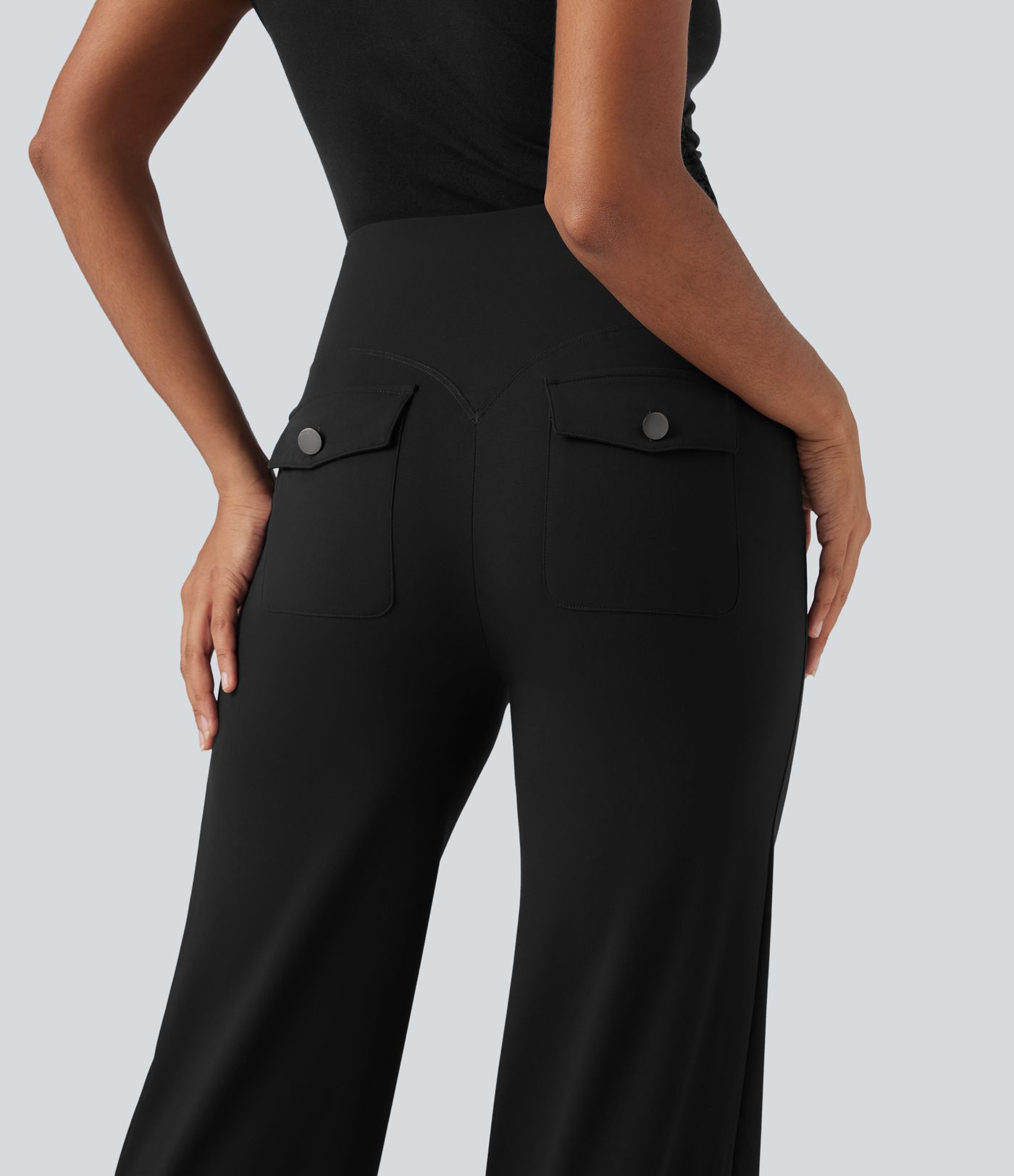 Straight office pants from Halara UltraSculpt™ with high-rise shaping, abdomen control, and pockets