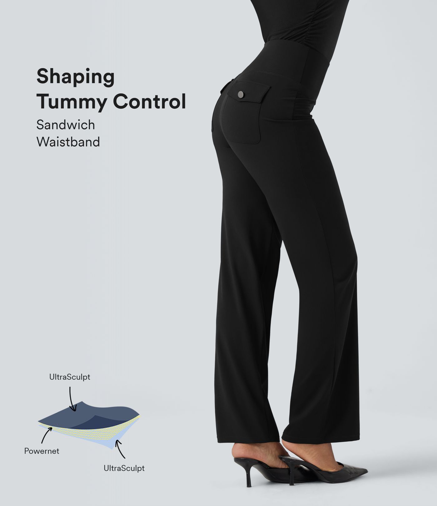 Straight office pants from Halara UltraSculpt™ with high-rise shaping, abdomen control, and pockets