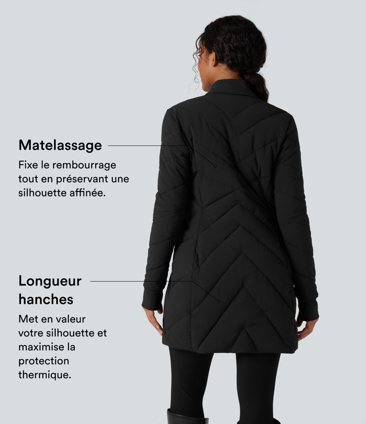 Doudoune PuffFlex col montant double zip avec passants pouces avec poches