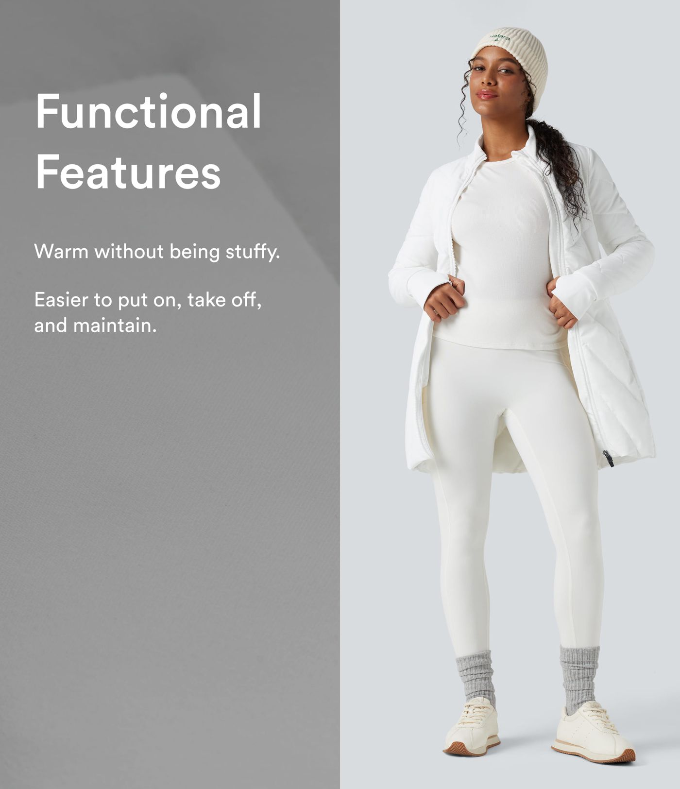 Gepolsterte Freizeitjacke mit Stehkragen, Doppelreißverschluss, Daumenlöchern und Taschen